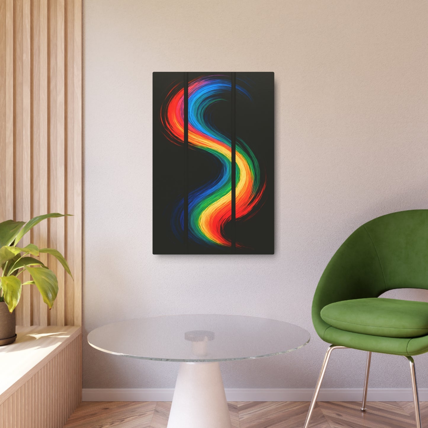 Vibrant Rainbow Metal Art - Weave Design