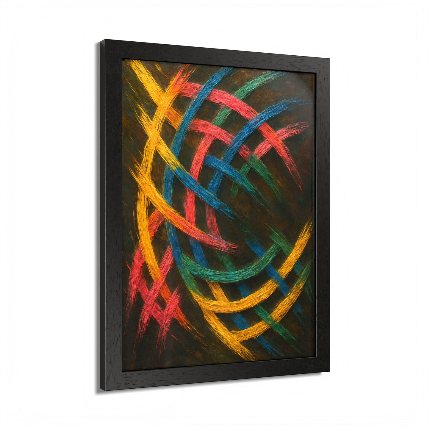 Vibrant Abstract wooden Framed Wall Art - Weave Design