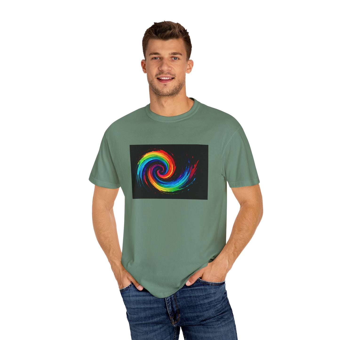 Colorful Swirl Unisex Garment-Dyed T-Shirt - Cyclone Design