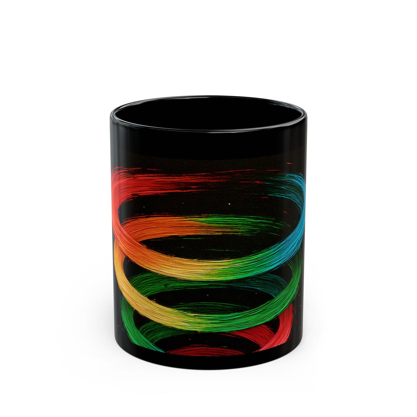 Colorful Swirl Black Mug - Cyclone Design