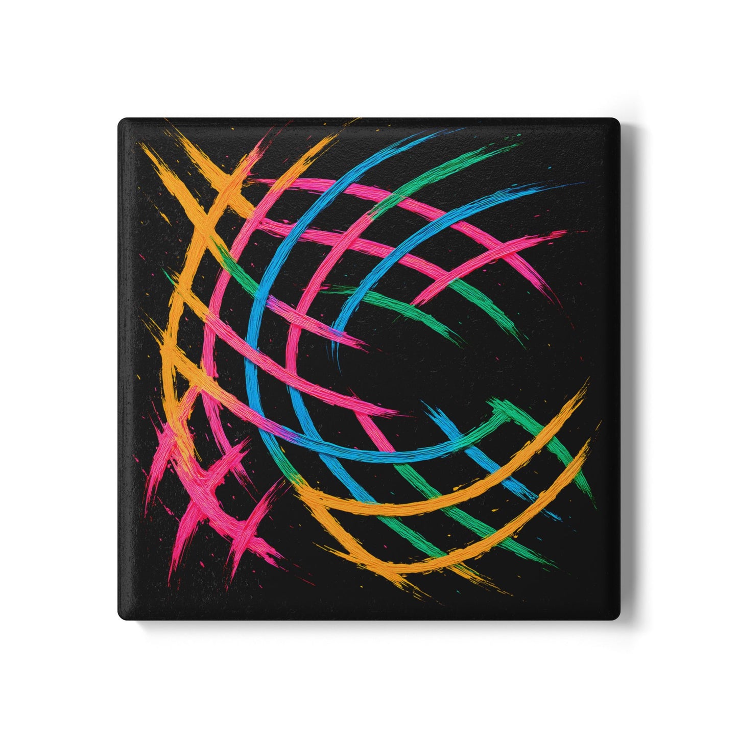 Vibrant Abstract Ceramic Coaster Set - Weave Design