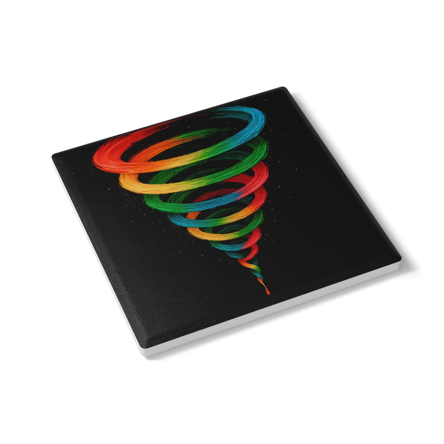 Vibrant Spiral Ceramic Coaster - Cyclone Design