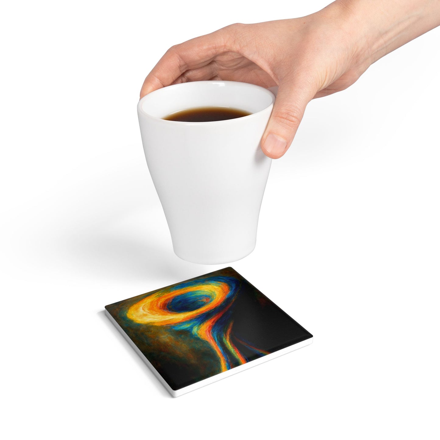 Vibrant Art Ceramic Coaster - Cyclone Design