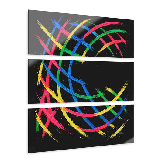 Colorful Triptych Wall Art Acrylic Prints - Weave Design
