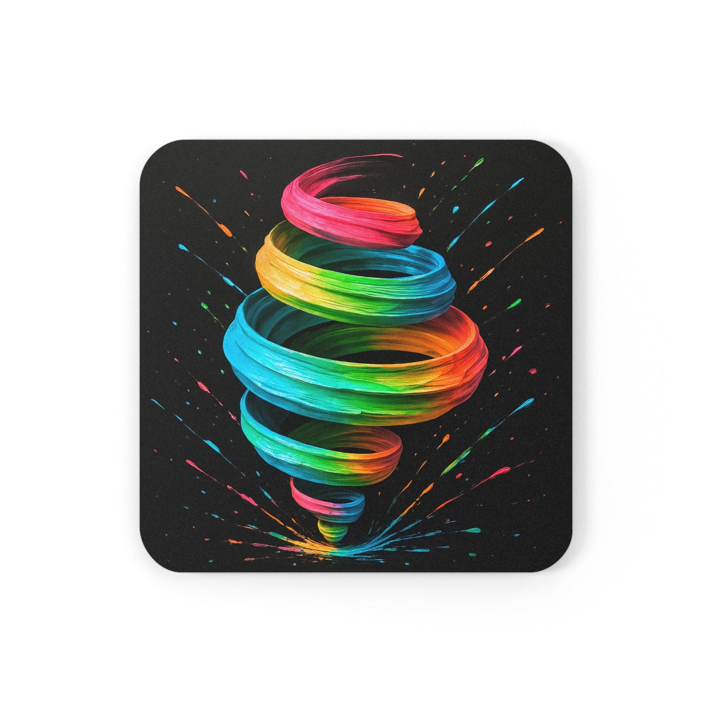 Colorful Swirl Cork Back Coaster - Cyclone Design