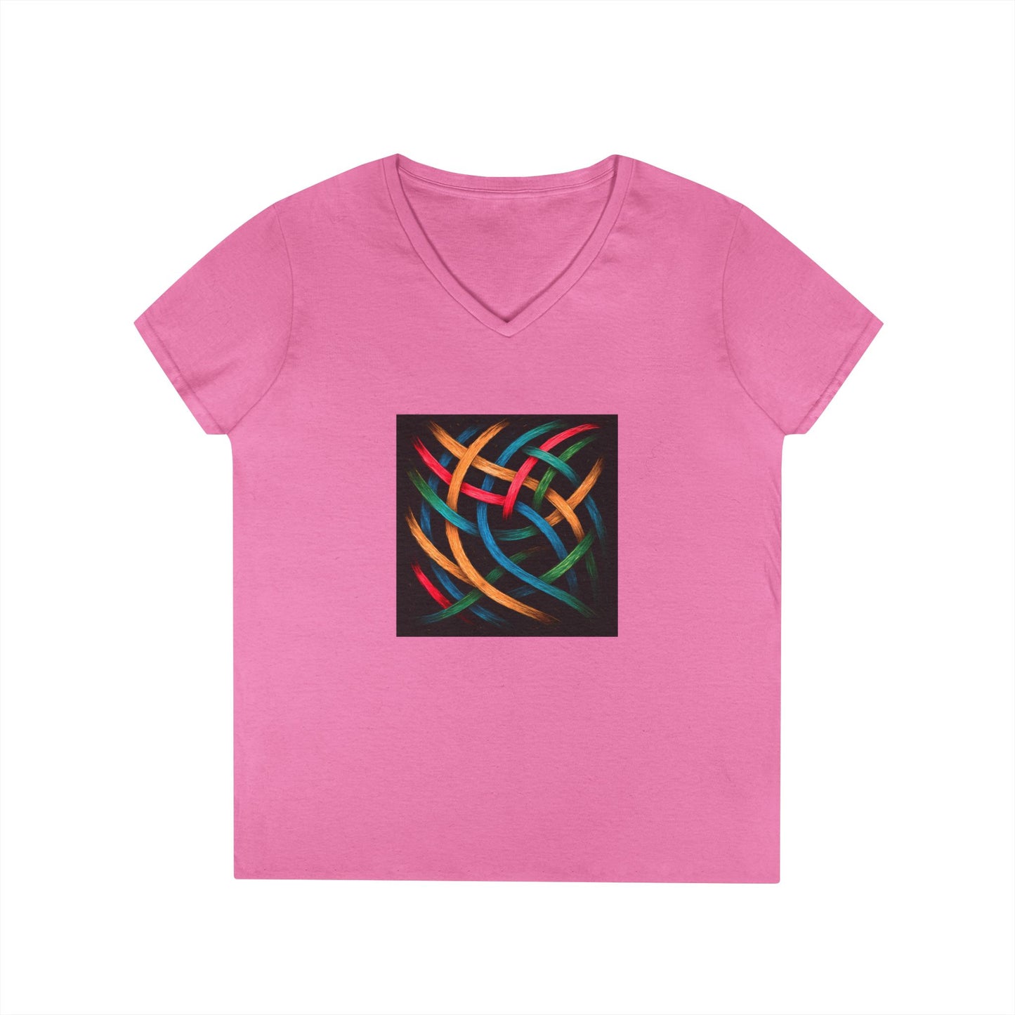 Chic Casual Wear V-Neck T-Shirt for Women - Weave Design