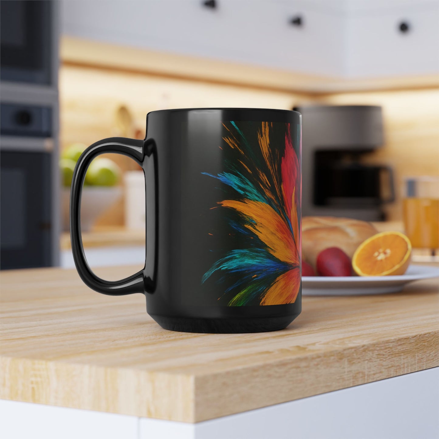 Vibrant Floral Black Mug - Melt Design