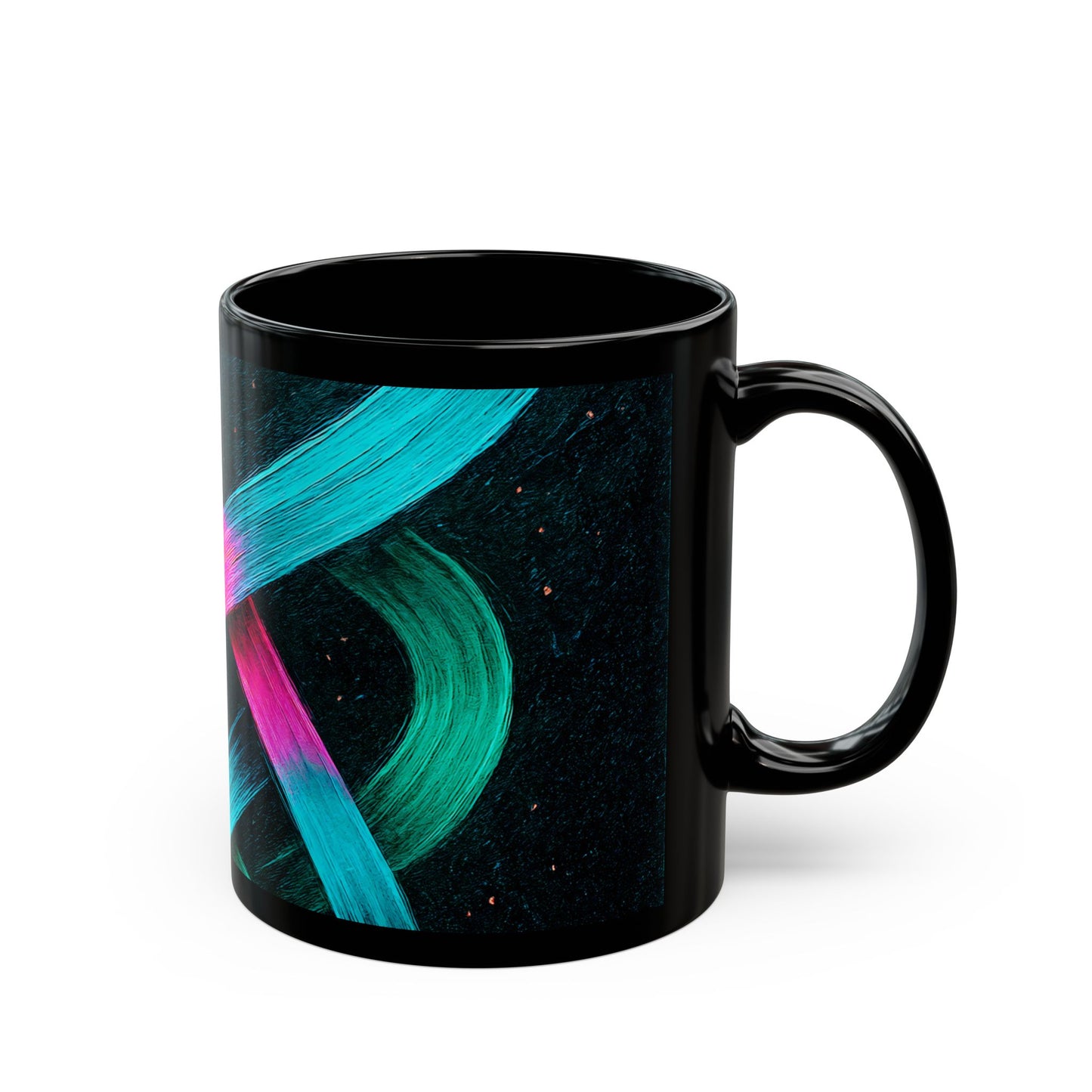 Colorful Brush Stroke Black Mug - Weave Design