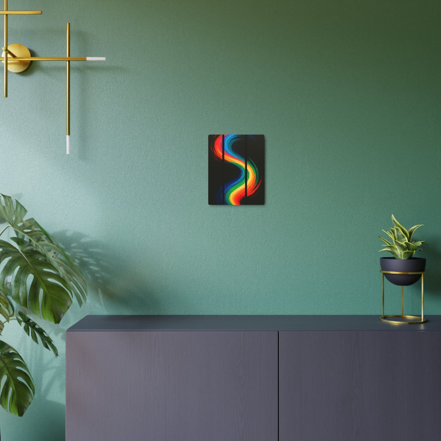 Vibrant Rainbow Metal Art - Weave Design