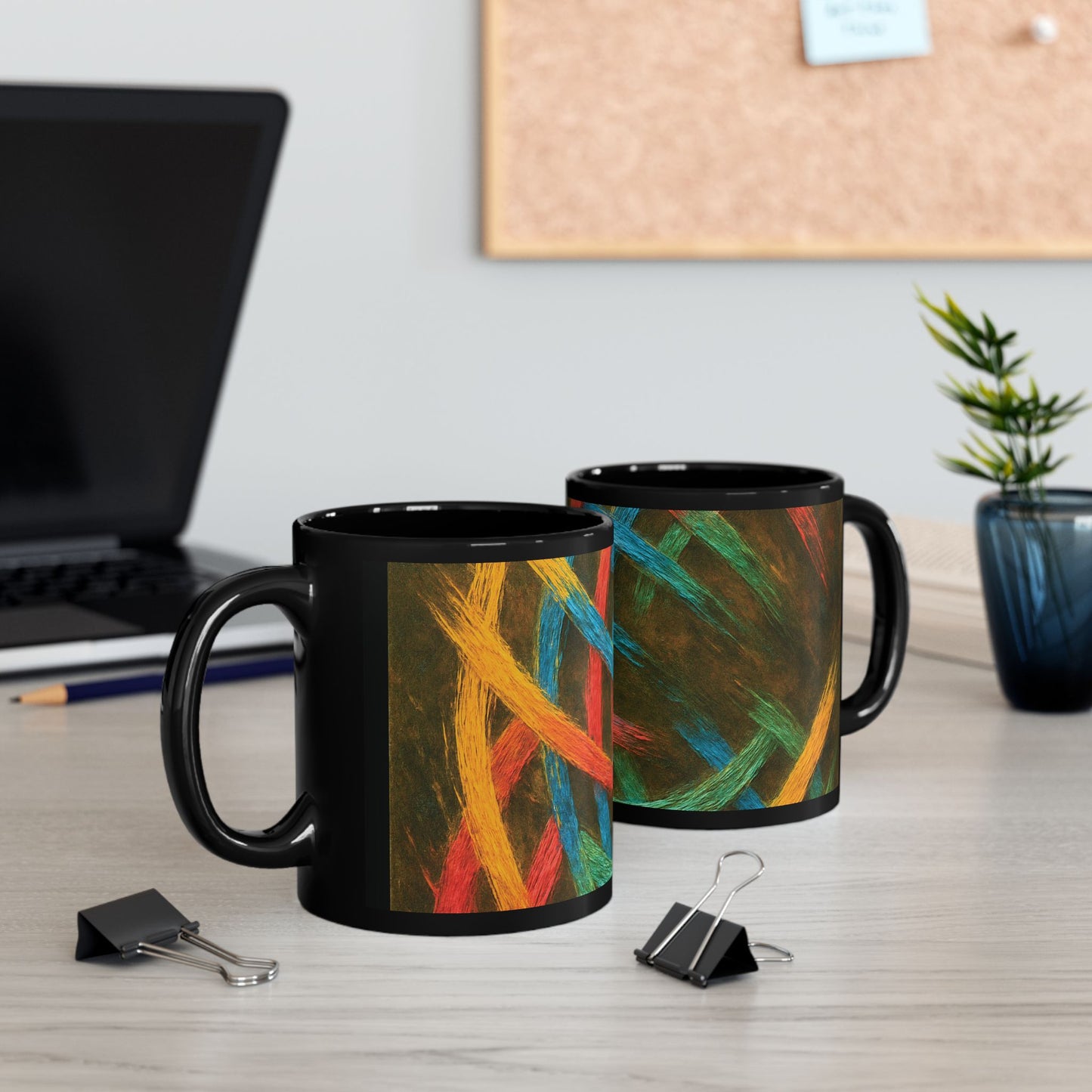 Vibrant Weave Design Black Mug (11oz, 15oz)