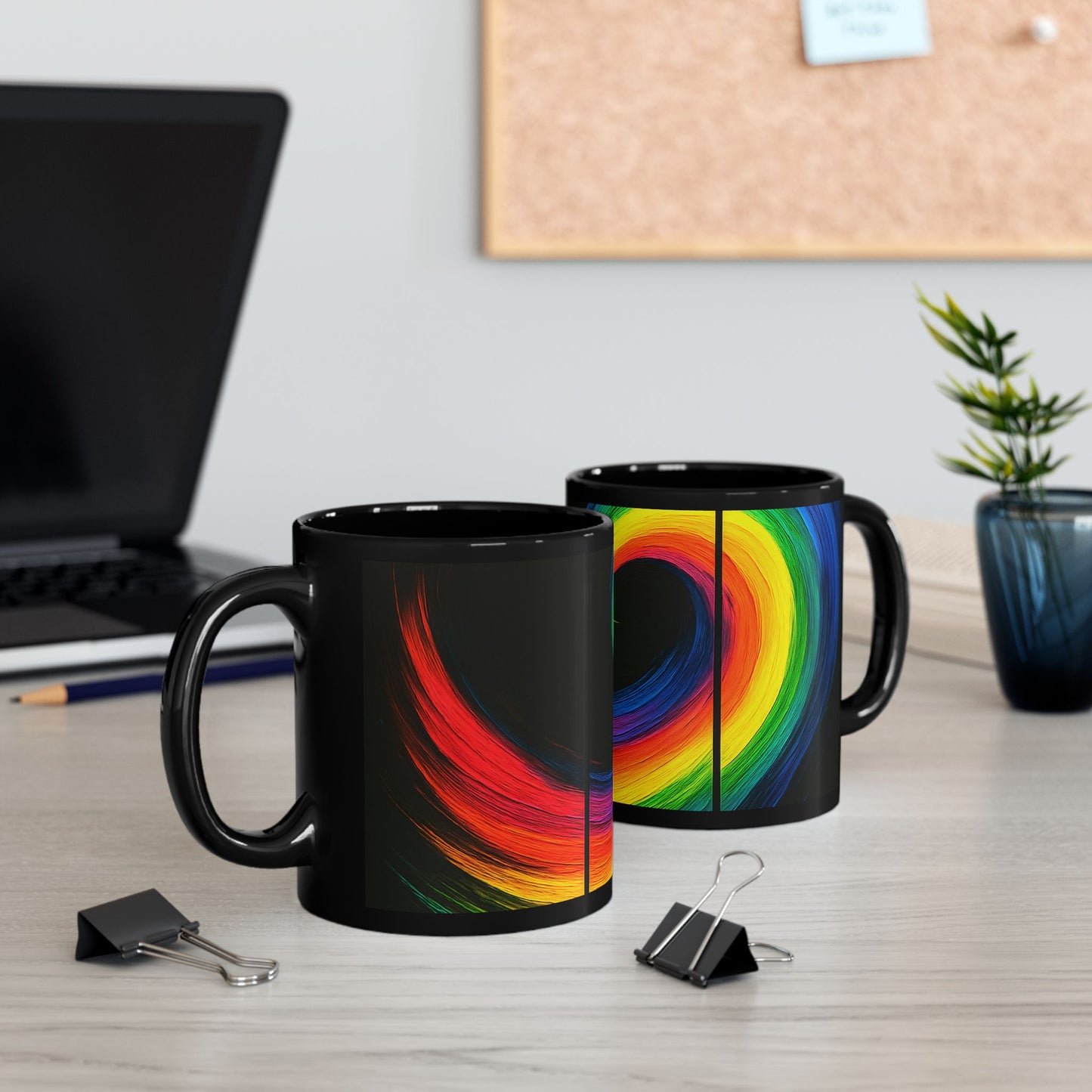 Unique Ceramic Black Mug - Cyclone Design