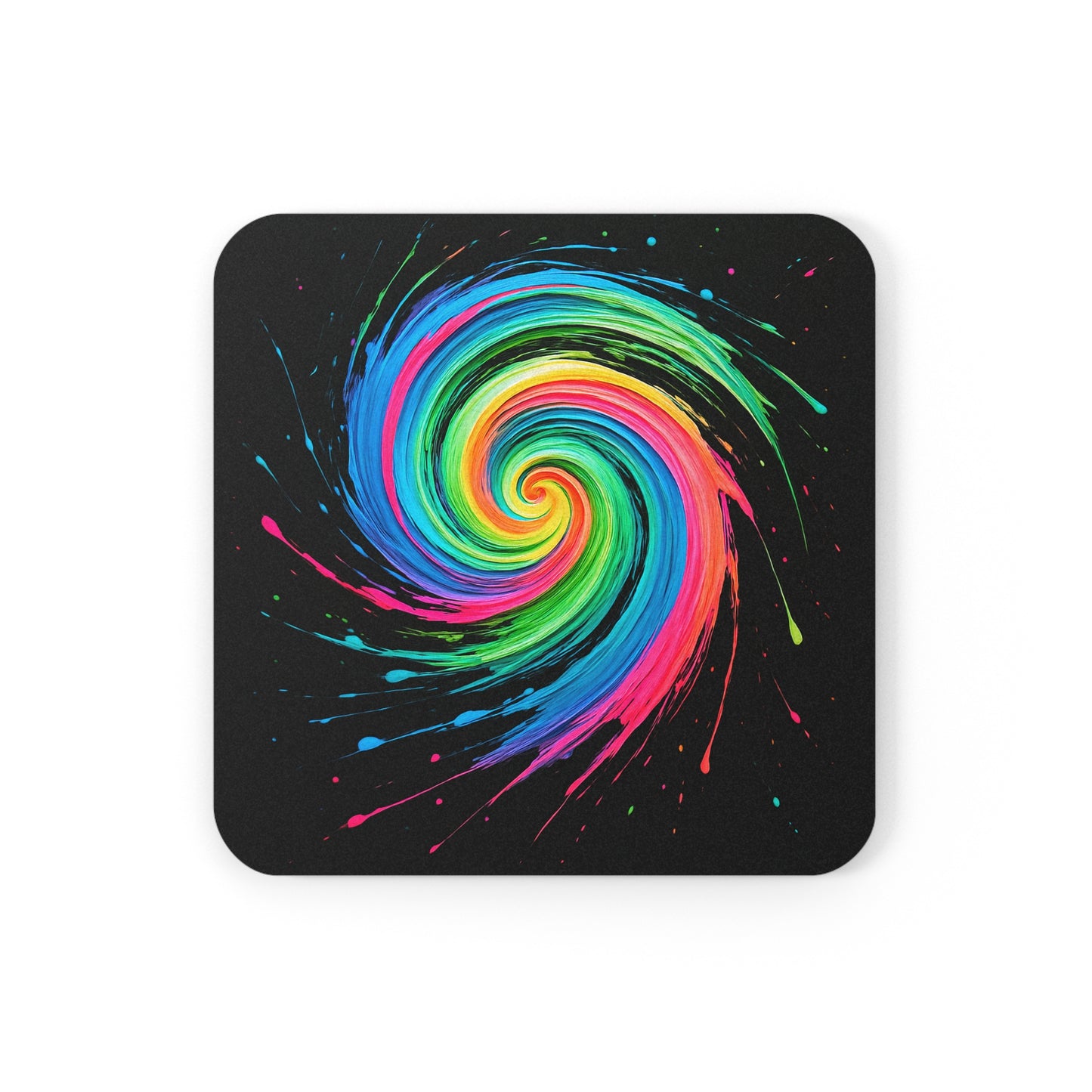 Vibrant Spiral Cork Back Coaster - Melt Design