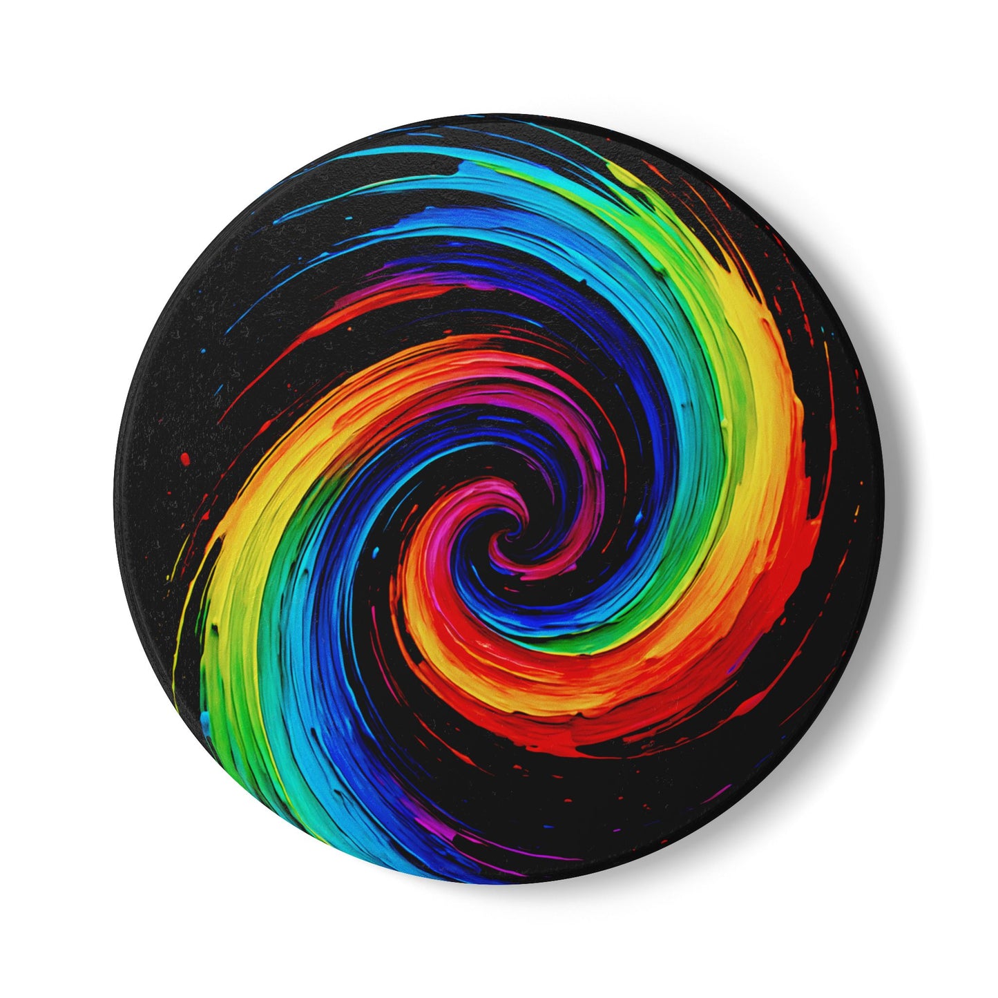 Vibrant Spiral Ceramic Coaster - Cyclone Design
