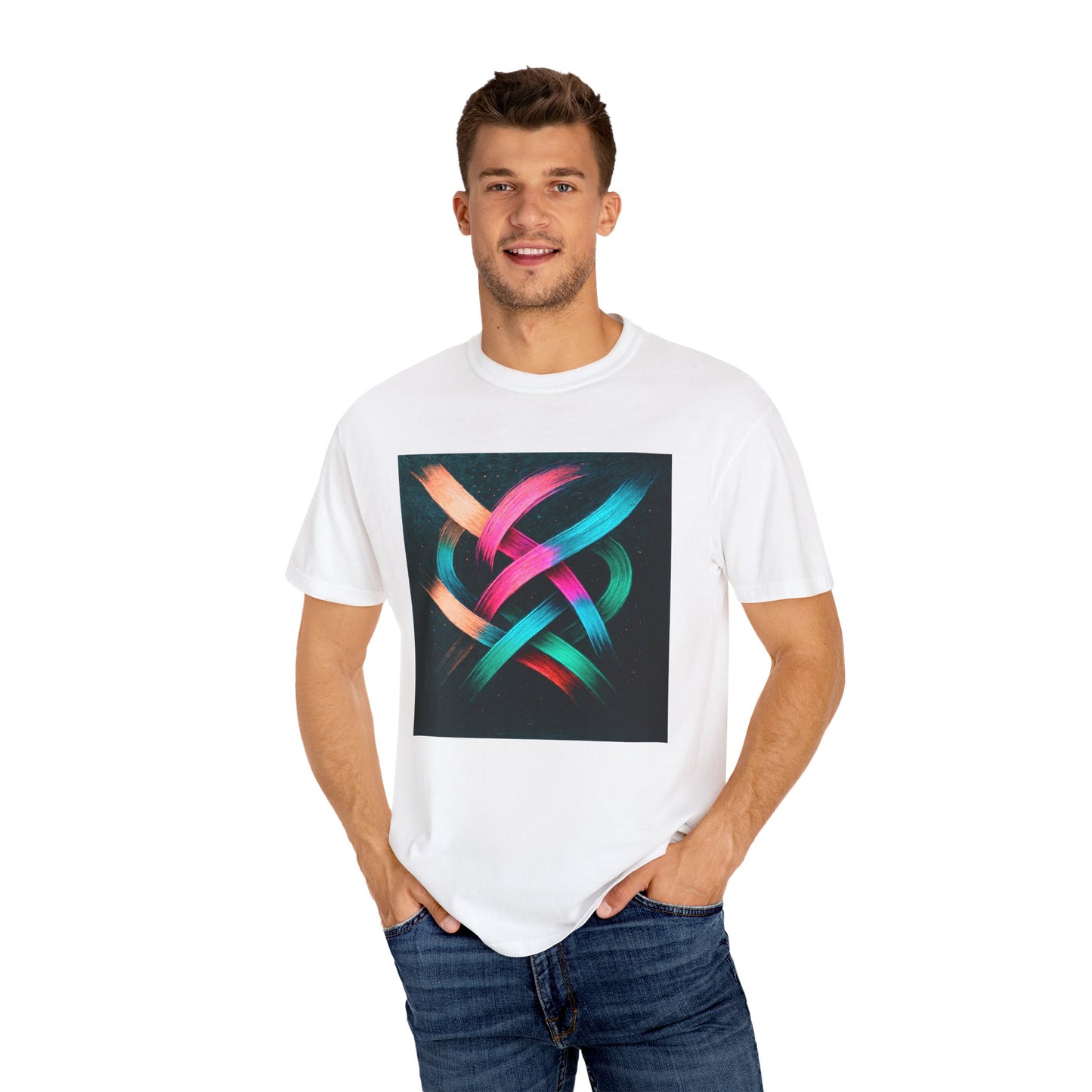 Vibrant Artistic Unisex Garment-Dyed T-shirt - Weave Design