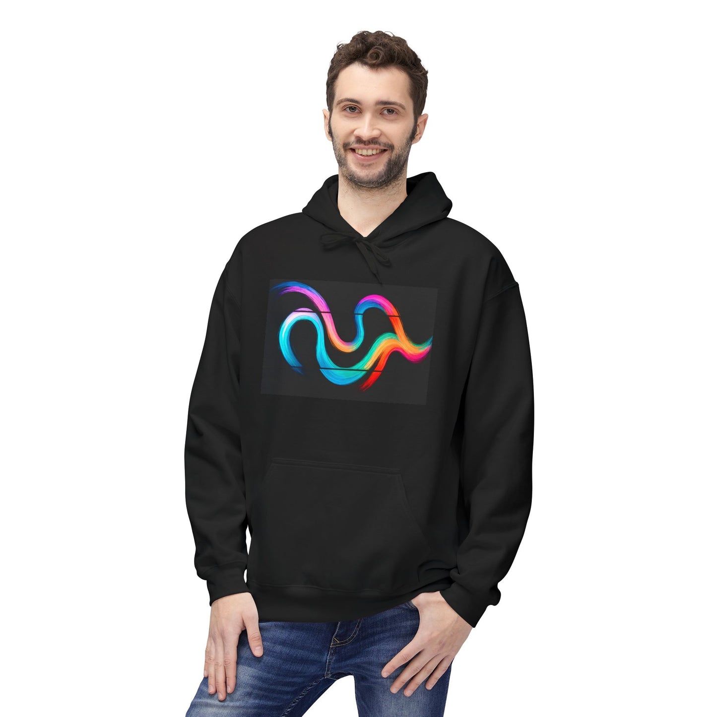 Colorful Wave Fleece Hoodie - Weave Design