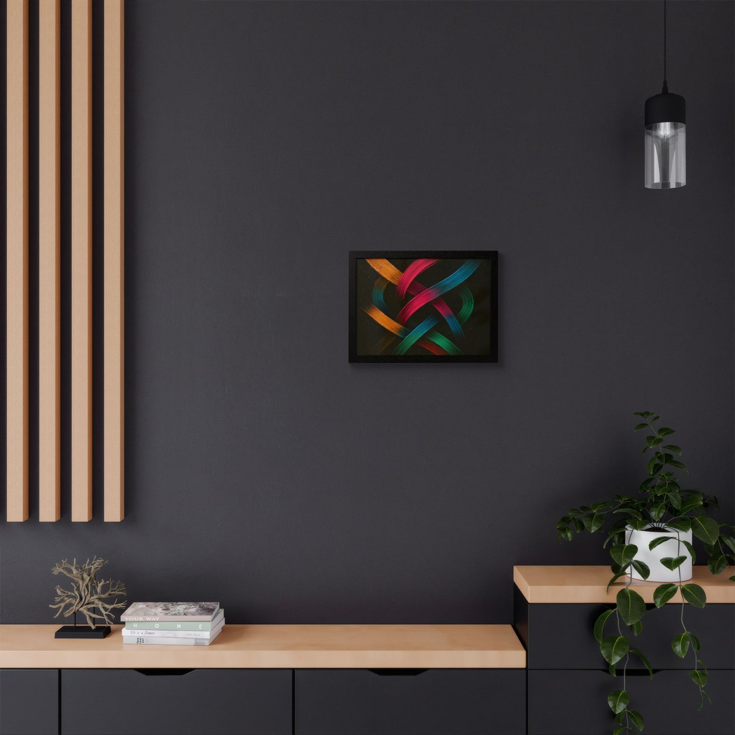 Vibrant Wooden Framed  Gallery Wall Art - Weave Design
