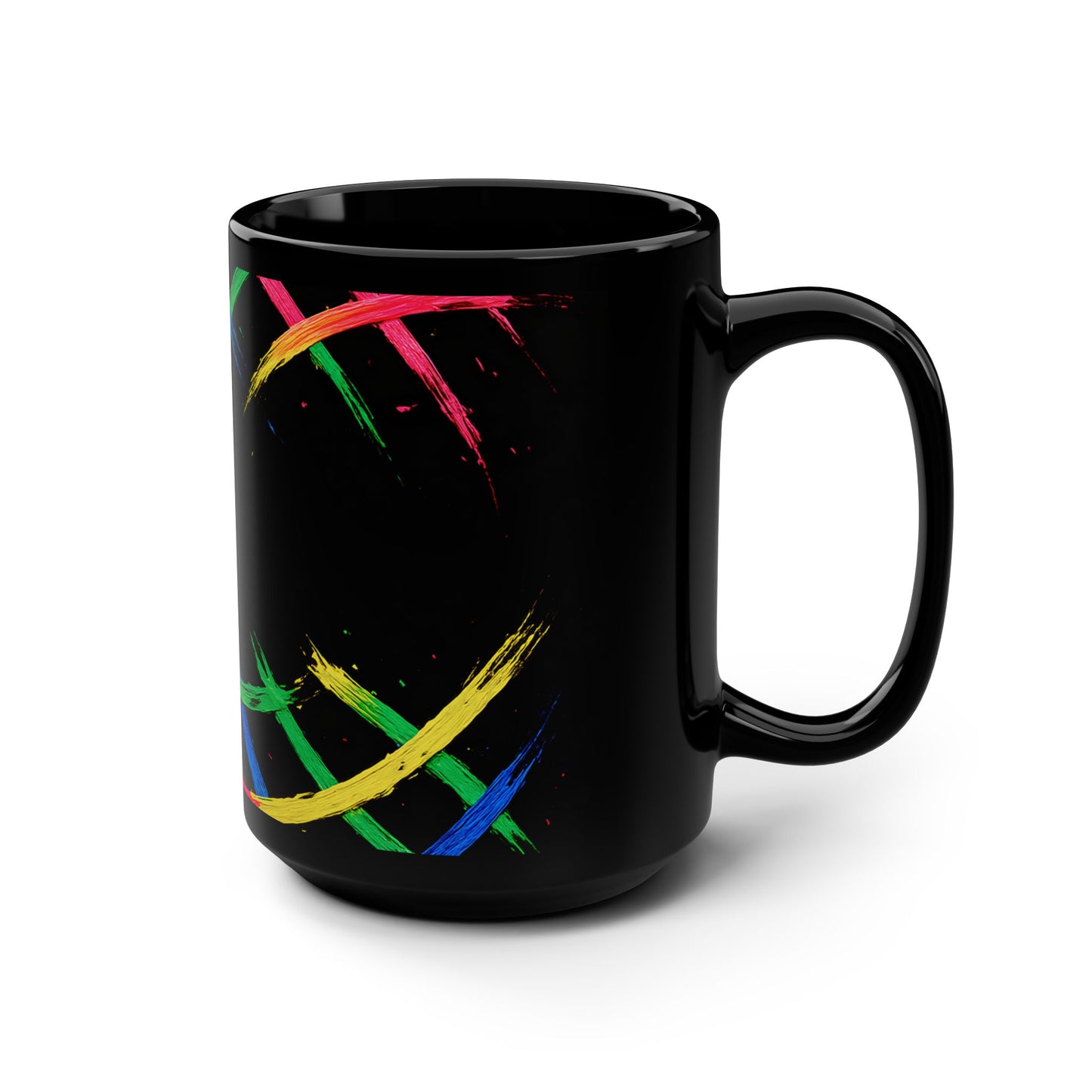 Colorful Brushstroke Black Mug, 15oz – Weave Design