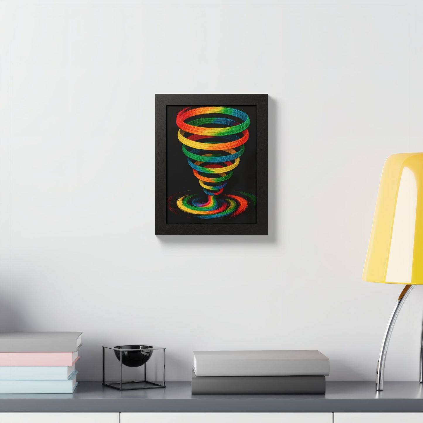 Vibrant Spiral Framed Wall Art - Cyclone Design
