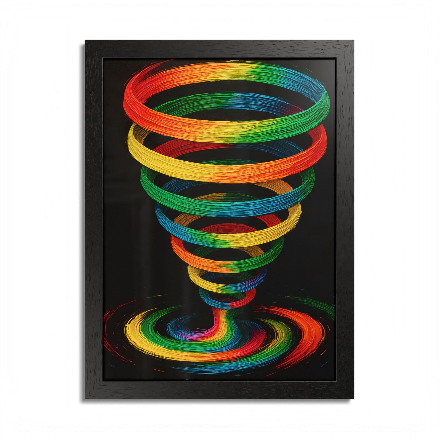 Vibrant Spiral Framed Wall Art - Cyclone Design
