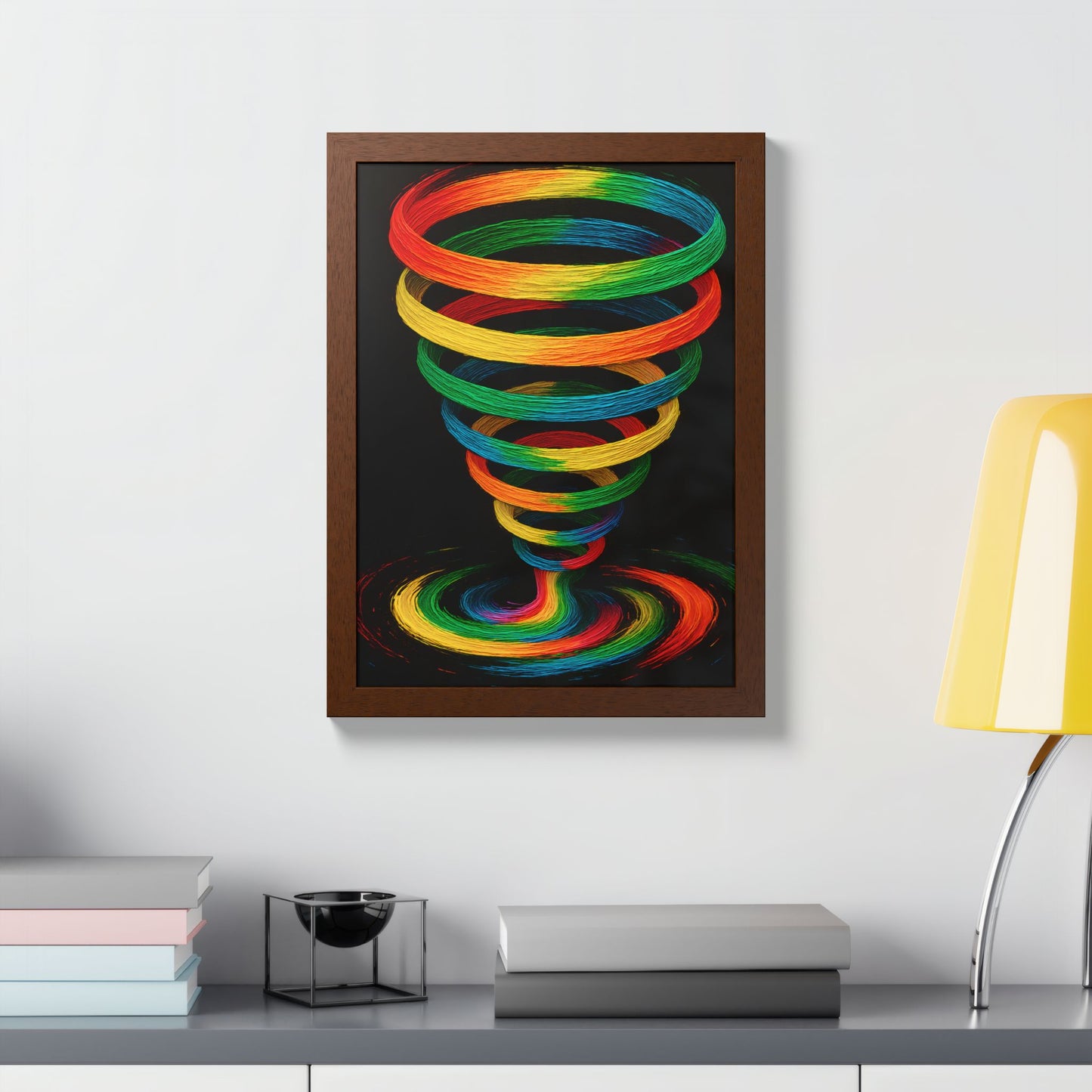 Vibrant Spiral Framed Wall Art - Cyclone Design