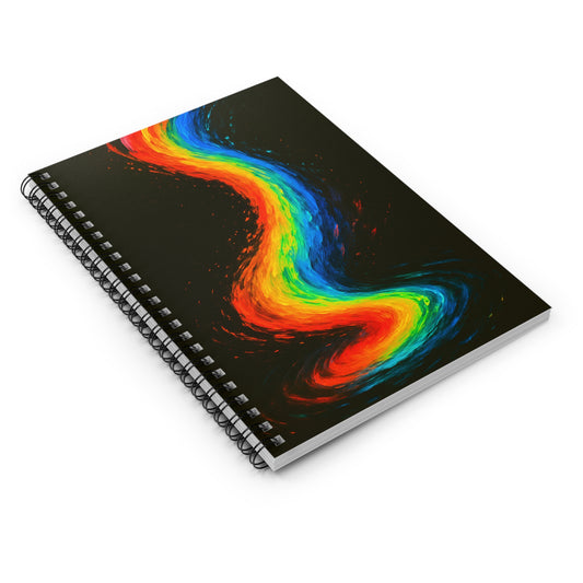 Vibrant Rainbow Spiral Notebook - Metal Design