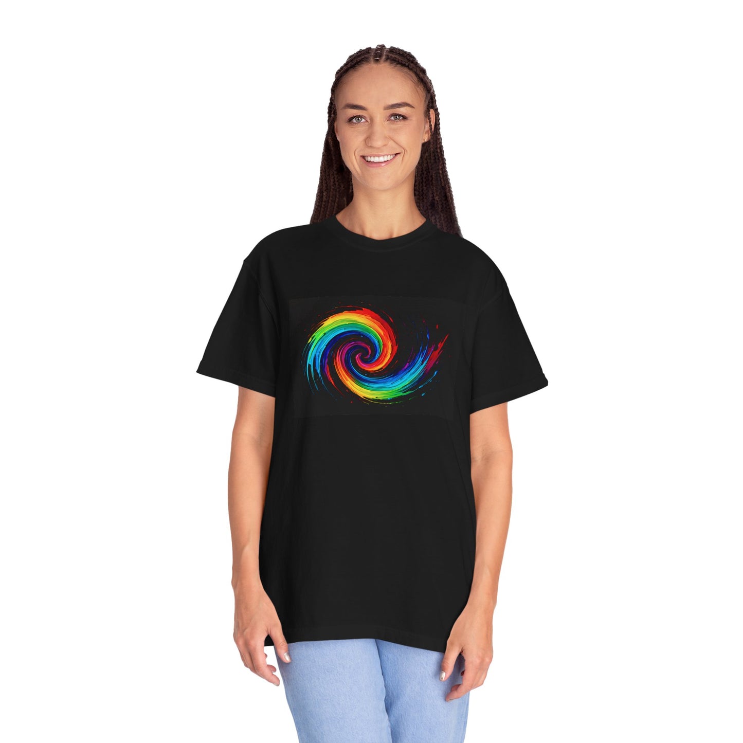 Colorful Swirl Unisex Garment-Dyed T-Shirt - Cyclone Design