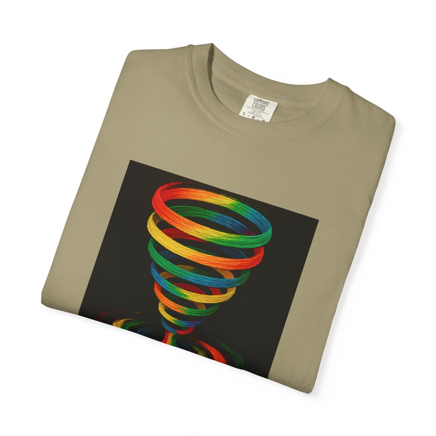 Vibrant Unisex T-Shirt with Colorful Tornado Design - Cyclone Design