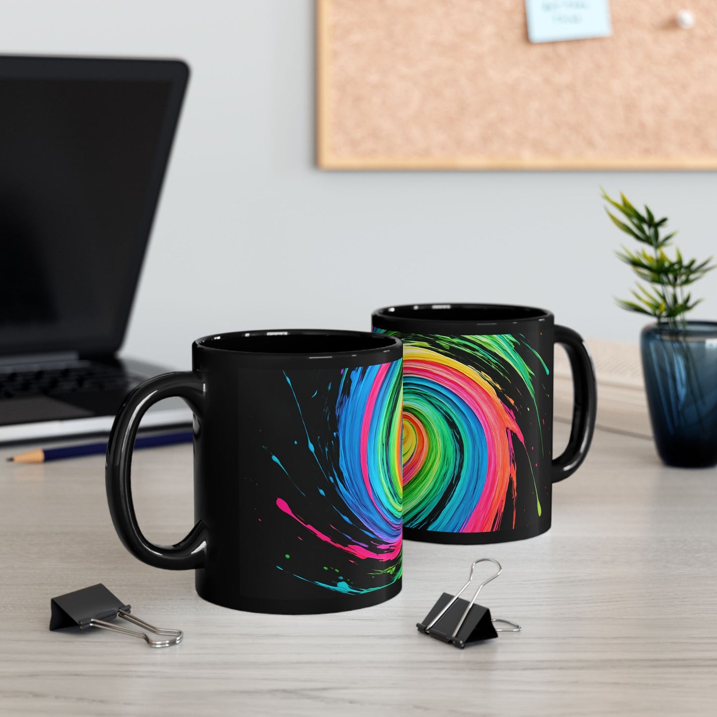 Colorful Swirl Black  Coffee Mug - Melt Design