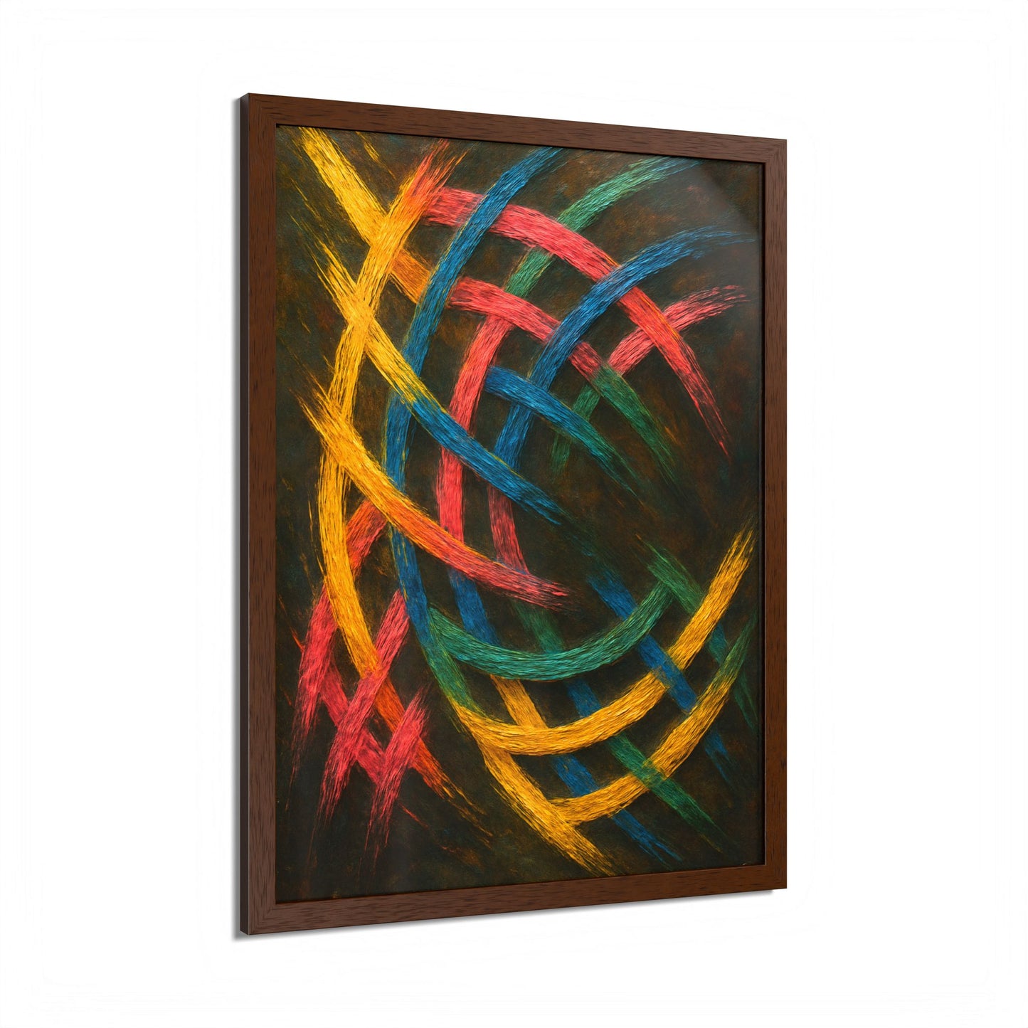Vibrant Abstract wooden Framed Wall Art - Weave Design