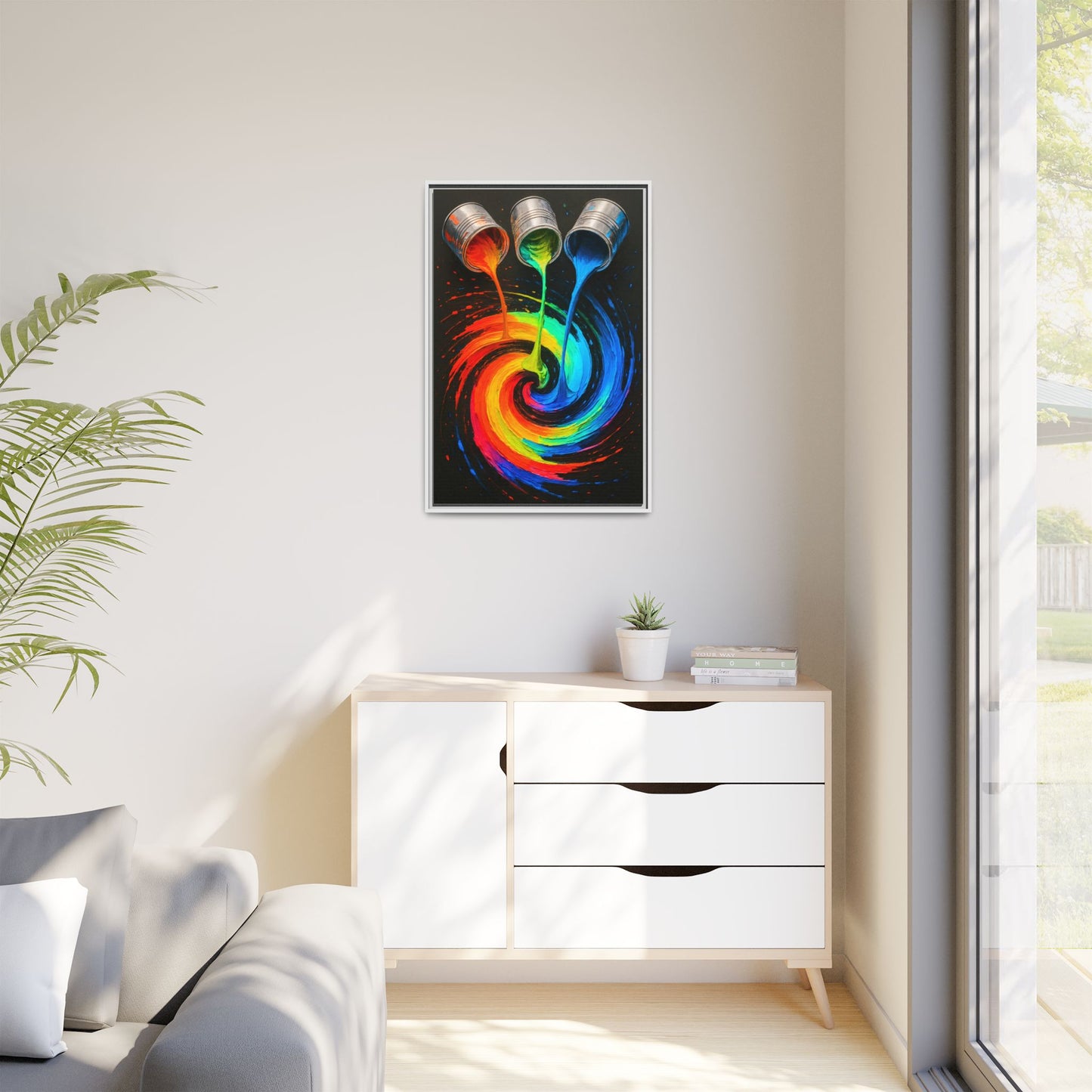 Colorful Abstract Wall Art Framed Canvas Print  - Melt Design