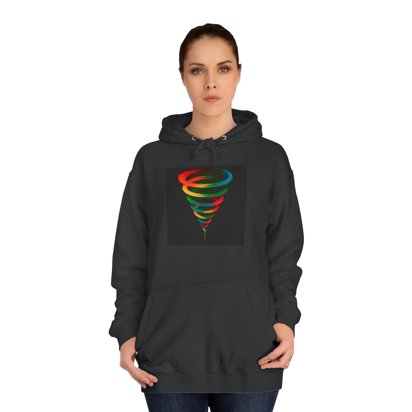 Colorful Tornado Unisex College Hoodie - Cyclone Design