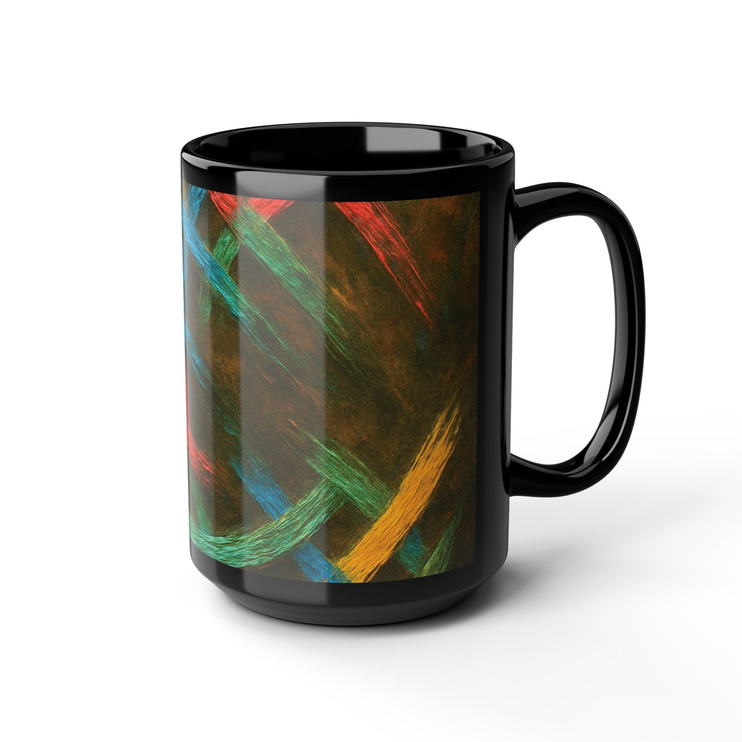 Vibrant Weave Design Black Mug (11oz, 15oz)