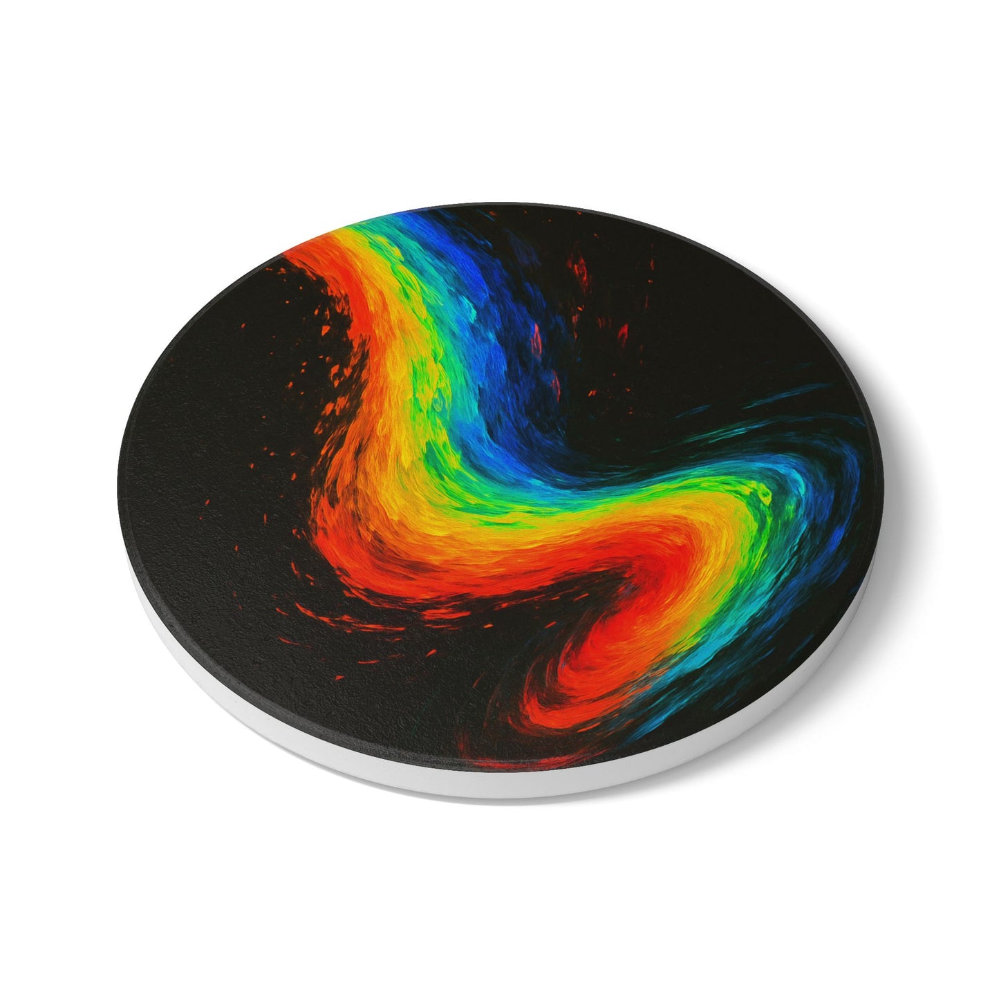 Vibrant Rainbow Ceramic Coaster - Melt Design