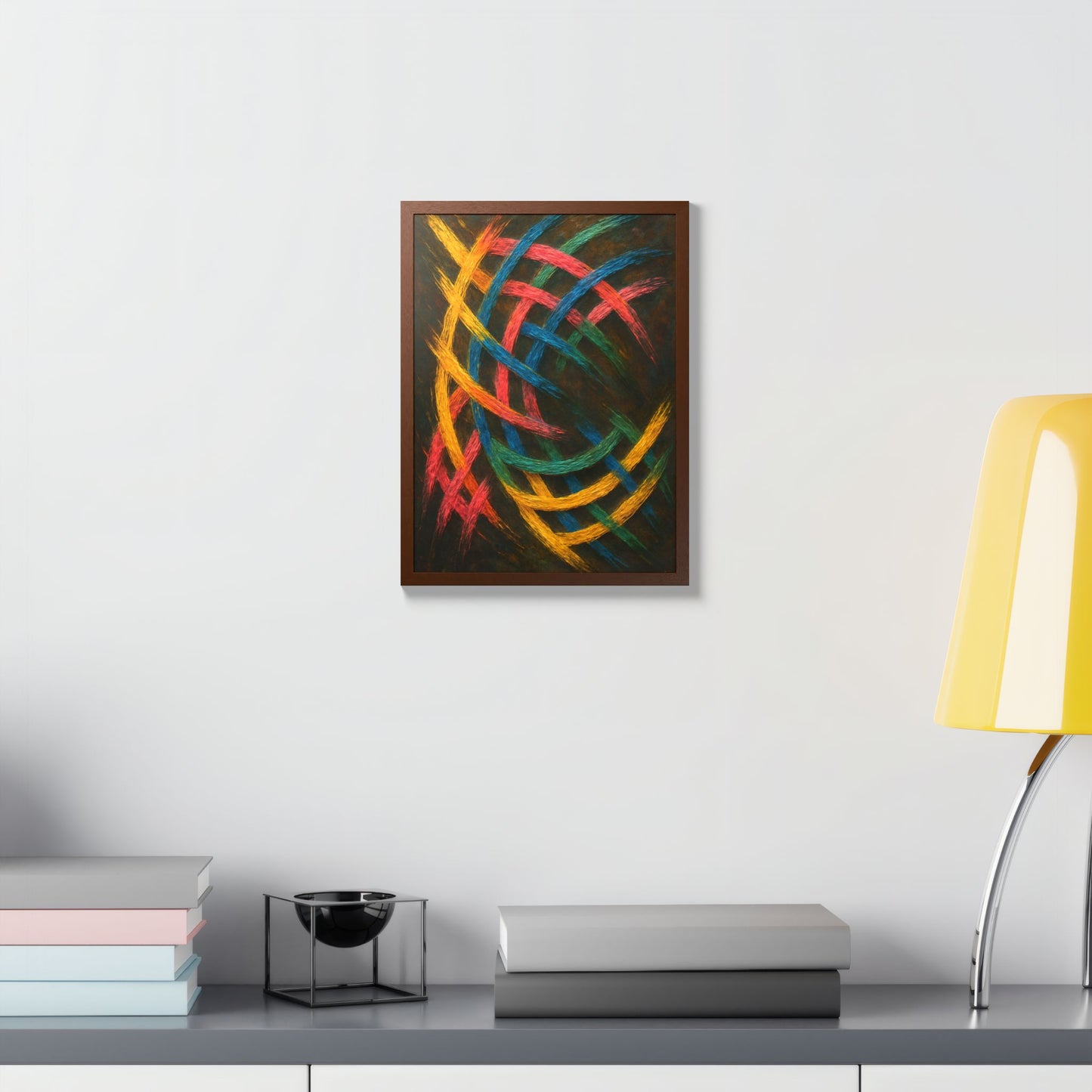 Vibrant Abstract wooden Framed Wall Art - Weave Design