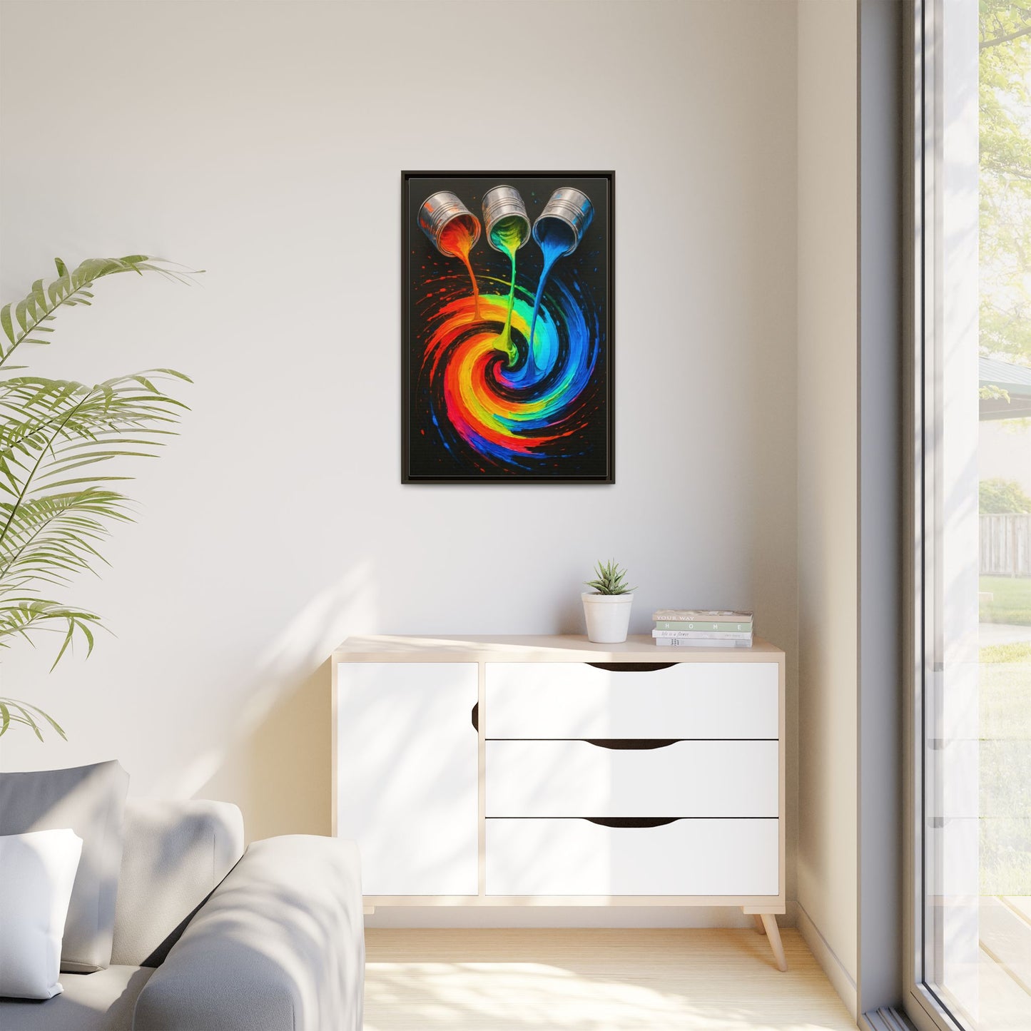 Colorful Abstract Wall Art Framed Canvas Print  - Melt Design