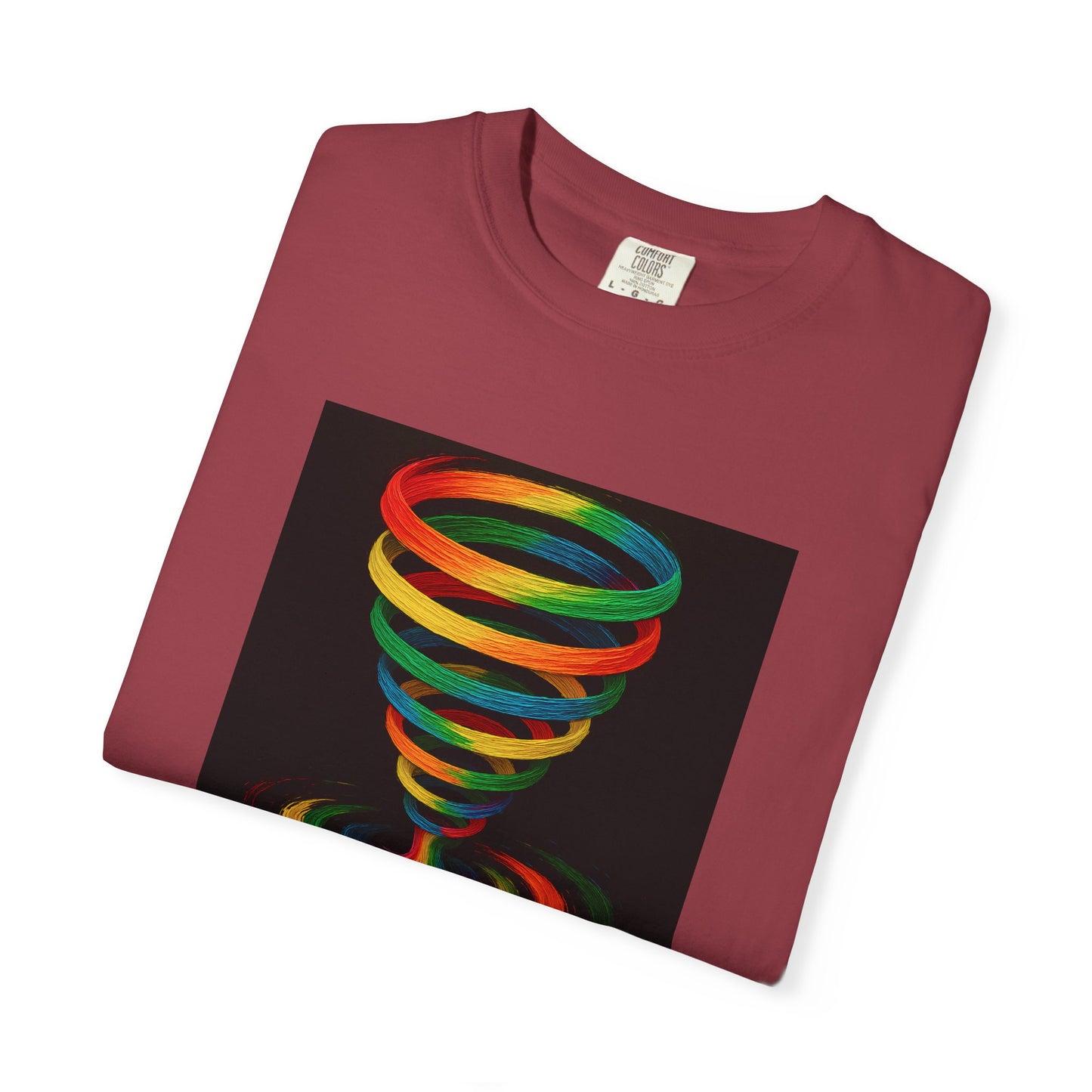 Vibrant Unisex T-Shirt with Colorful Tornado Design - Cyclone Design