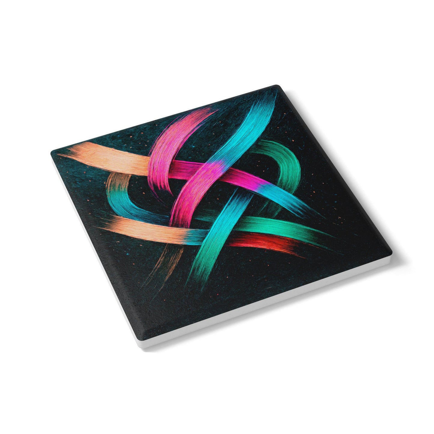 Vibrant Abstract Ceramic Coaster Set - Weave Design