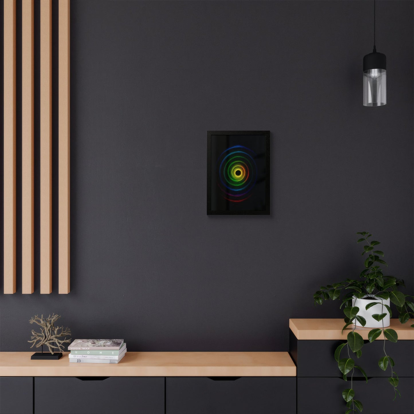 Modern Spiral Wooden Framed Print WallArt - Cyclone Design