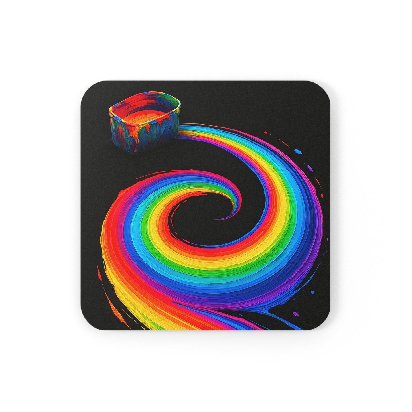 Colorful Rainbow Artisan Cork Back Coaster - Melt Design
