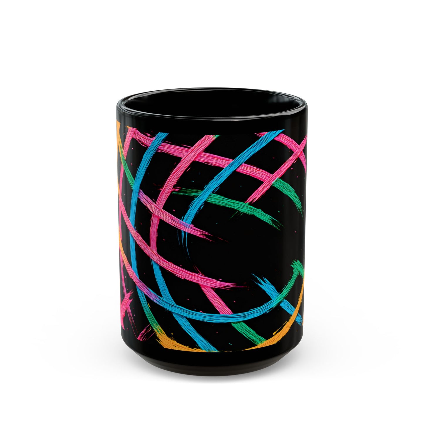 Colorful Abstract Black Mug - Weave Design