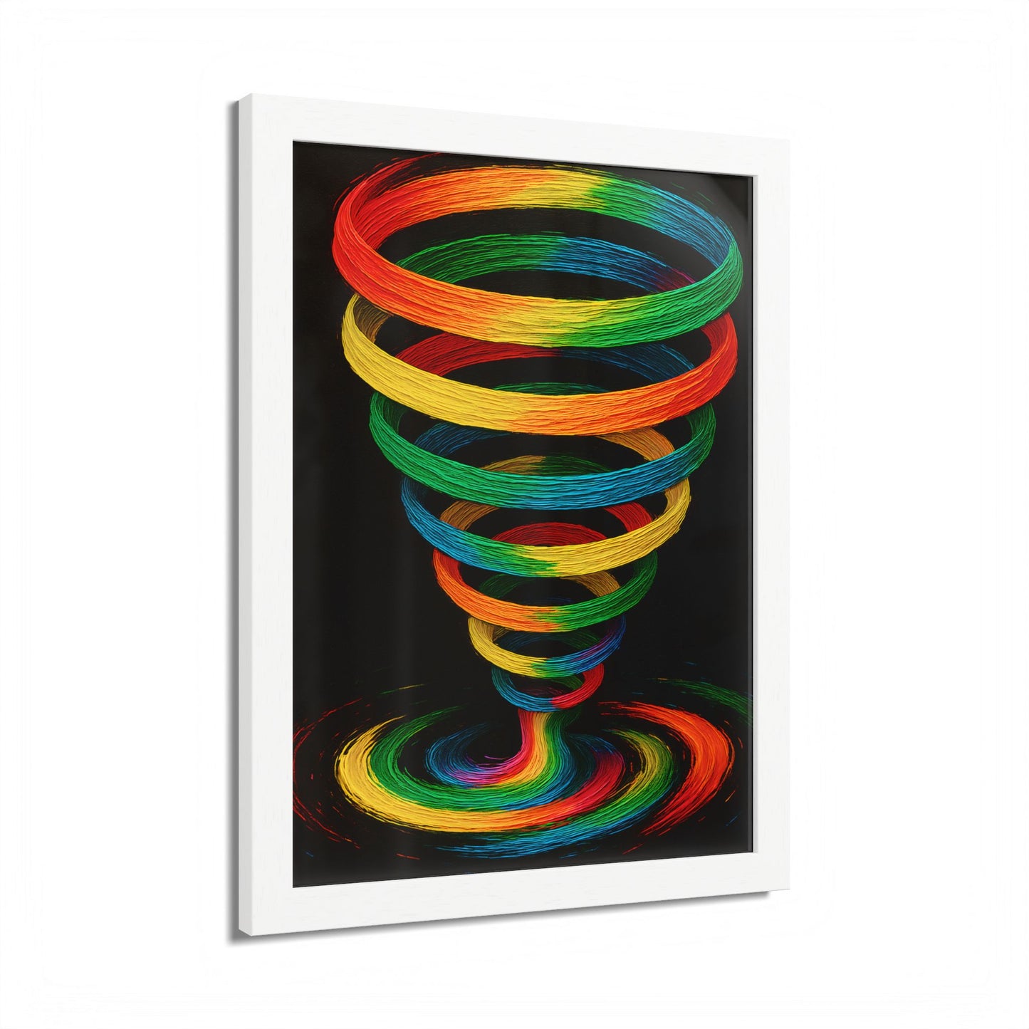 Vibrant Spiral Framed Wall Art - Cyclone Design
