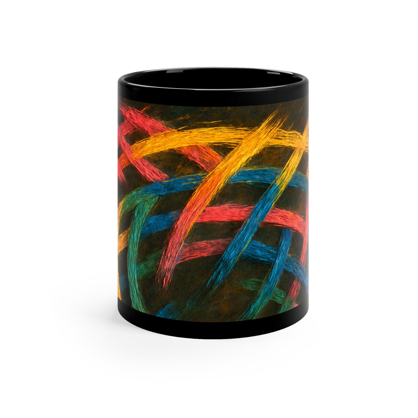 Colorful Abstract Coffee Mug, 11oz Ceramic Cup - Weave Design