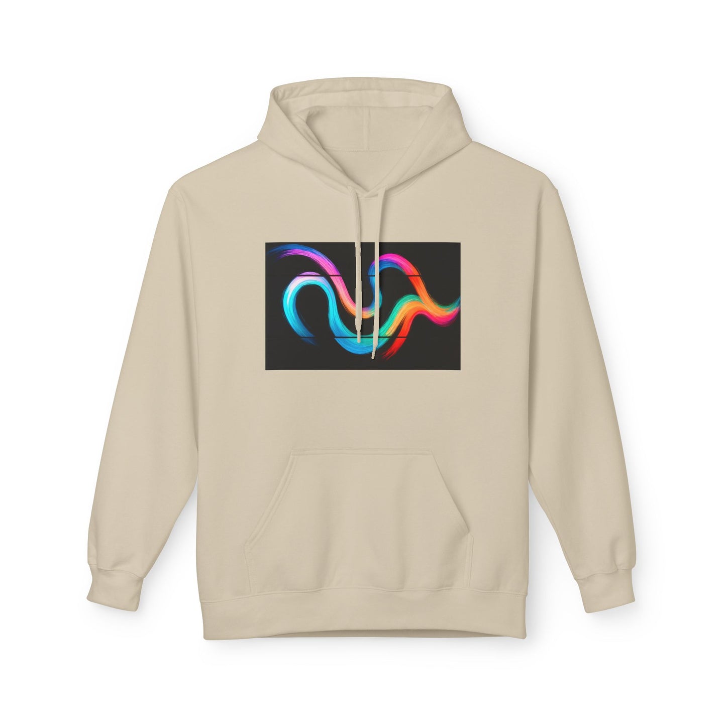 Colorful Wave Fleece Hoodie - Weave Design