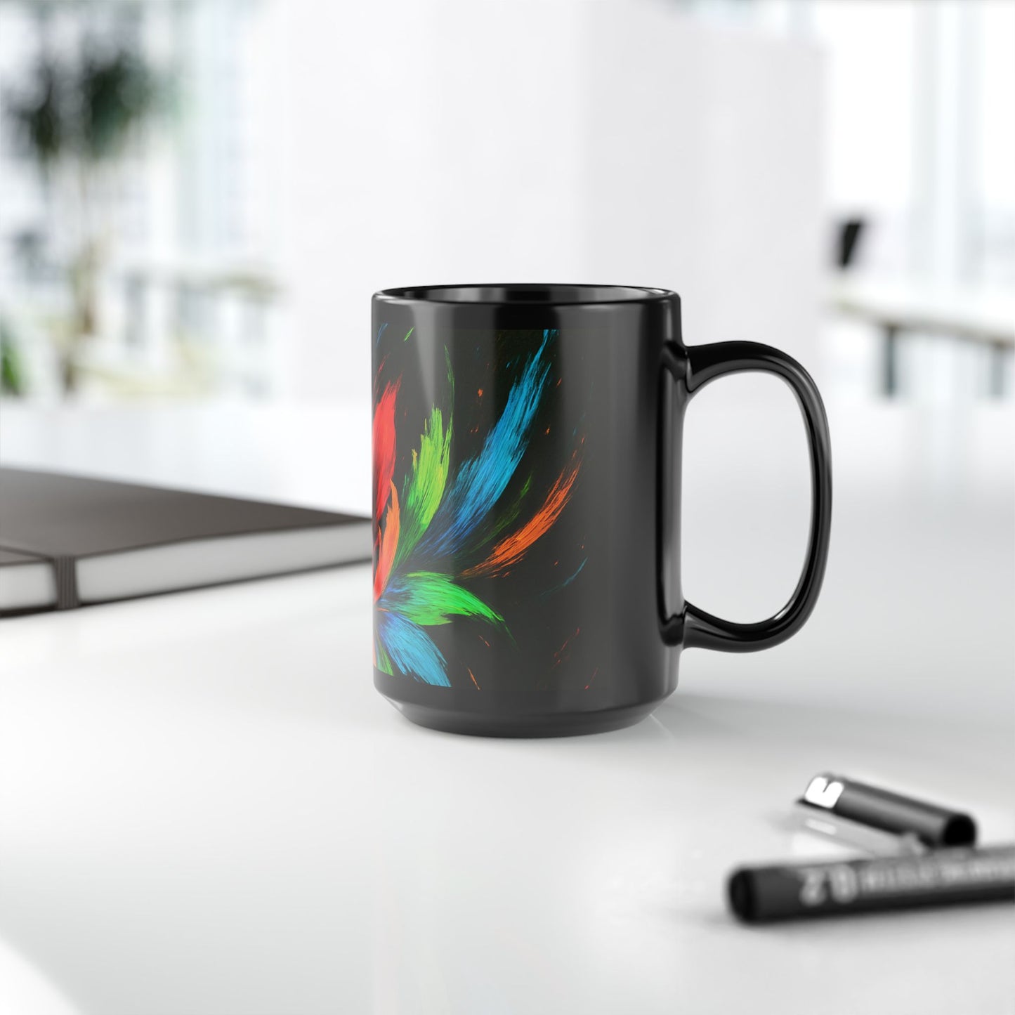 Vibrant Floral Black Mug - Melt Design