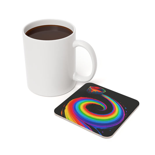 Colorful Rainbow Artisan Cork Back Coaster - Melt Design