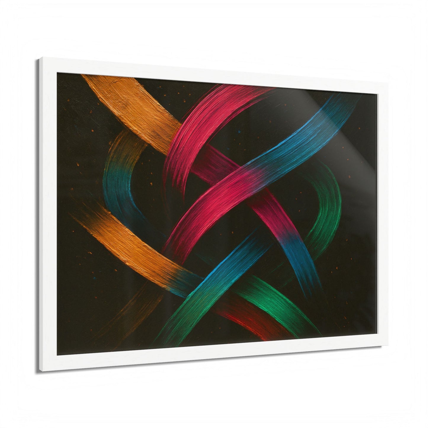 Vibrant Wooden Framed  Gallery Wall Art - Weave Design