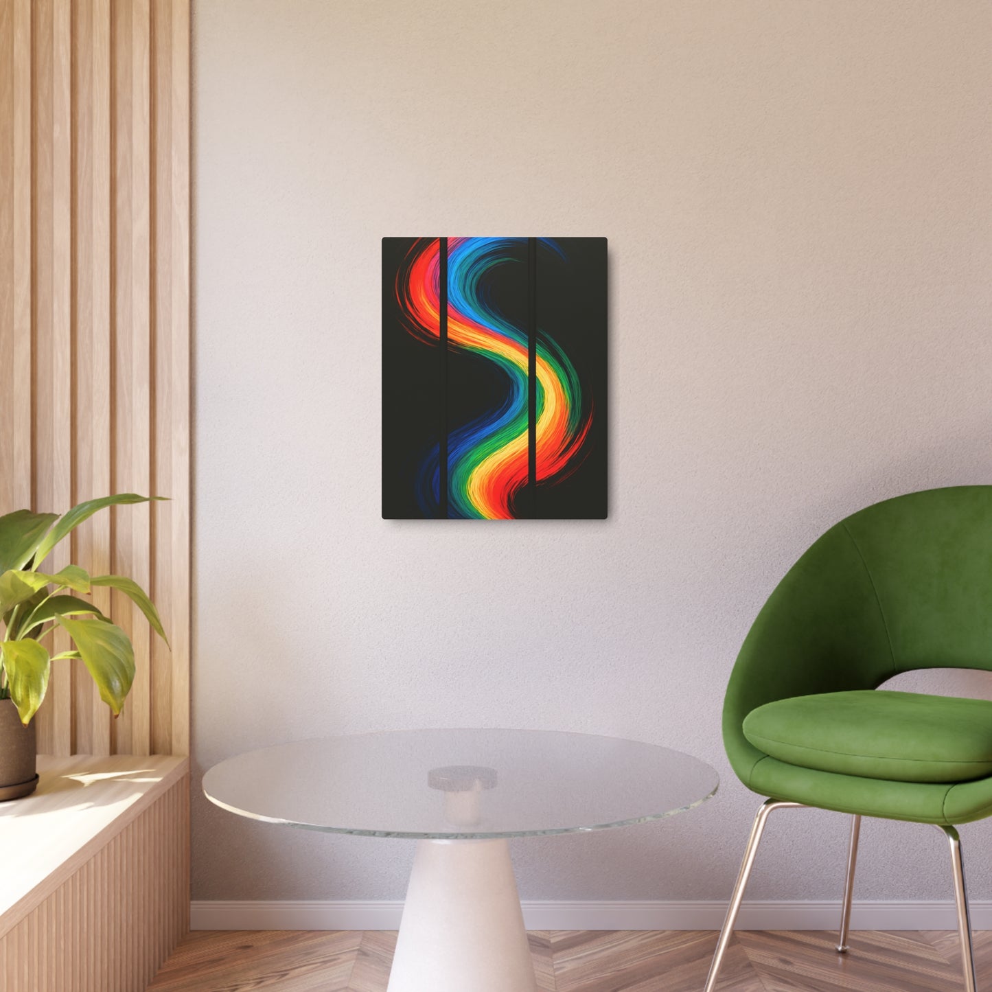 Vibrant Rainbow Metal Art - Weave Design