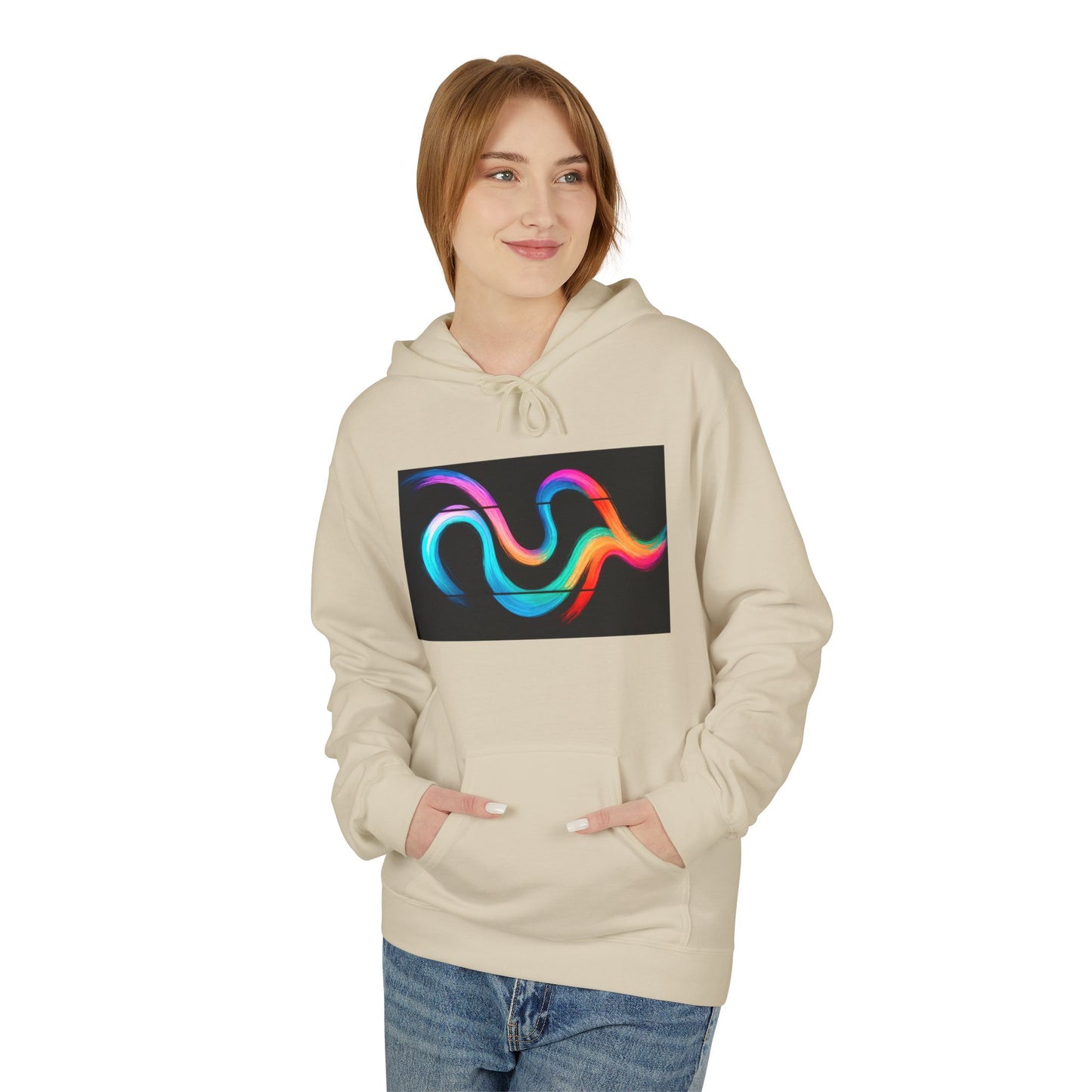 Colorful Wave Fleece Hoodie - Weave Design