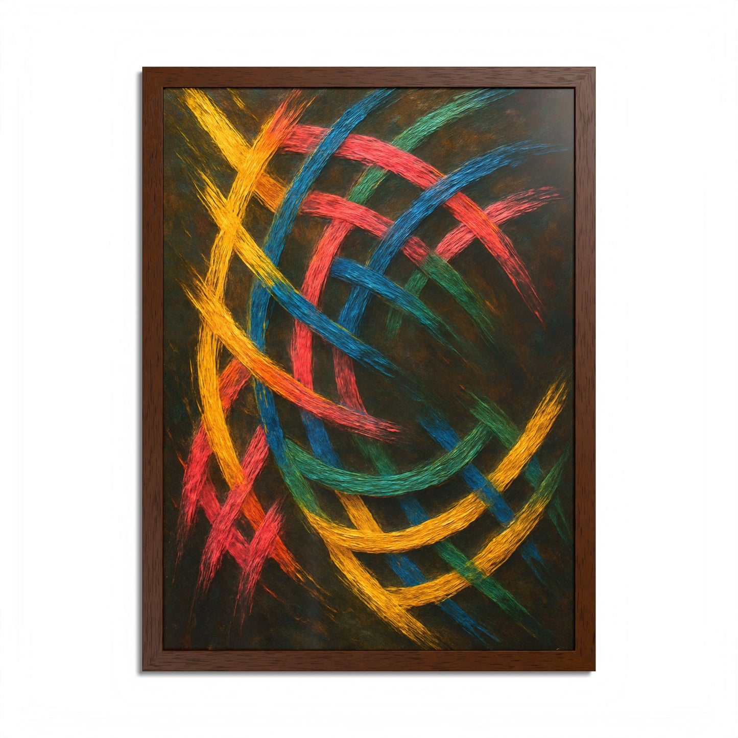 Vibrant Abstract wooden Framed Wall Art - Weave Design