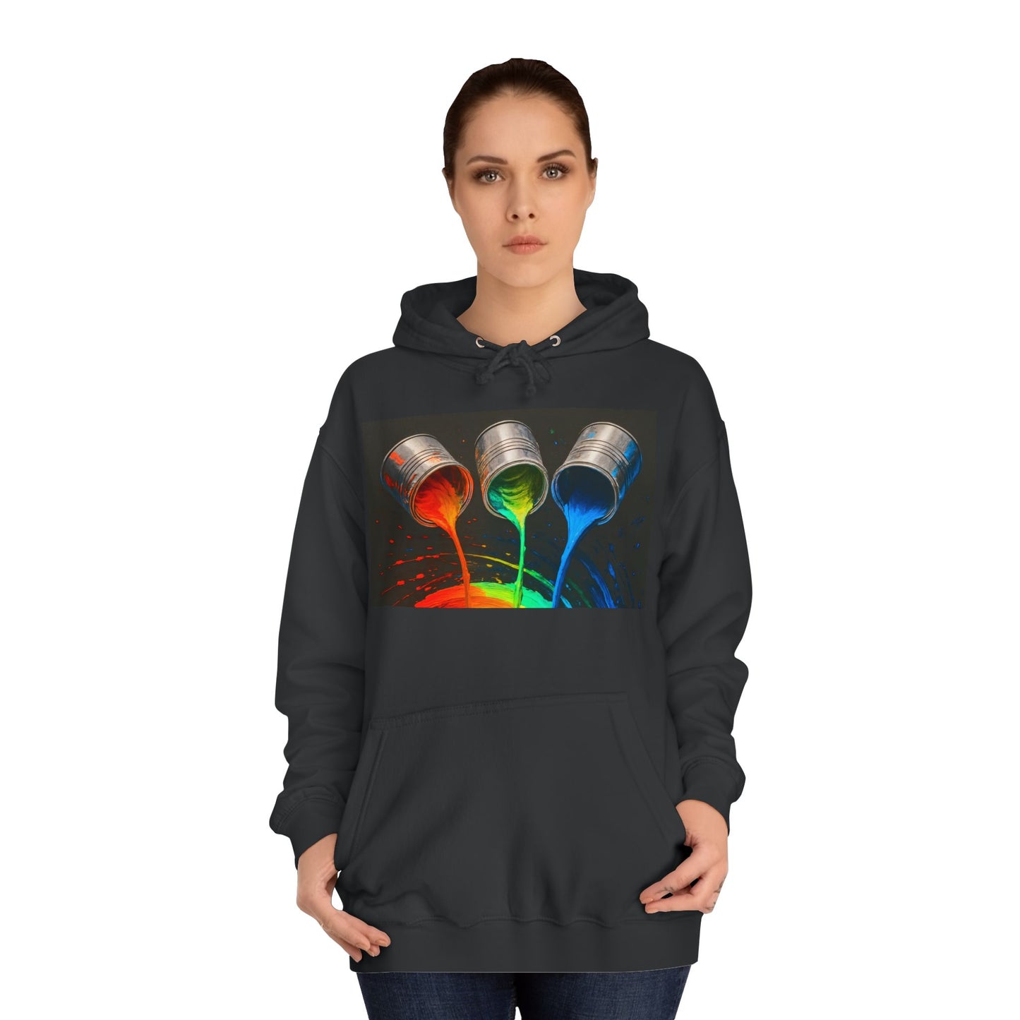Colorful Paint Pour Unisex College Hoodie - Melt Design